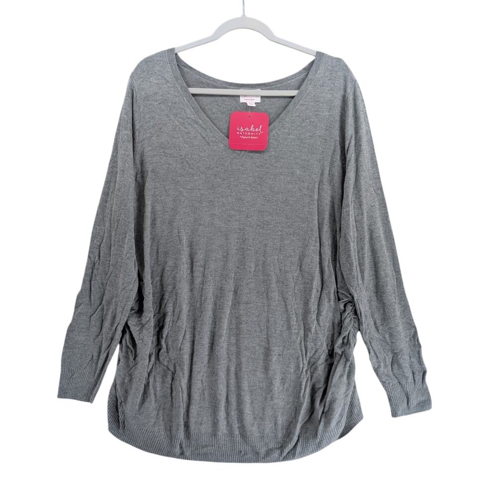 Ingrid Isabel Maternity Sweater VNeck Essential Pullover Lightweight XXL‎ Gray